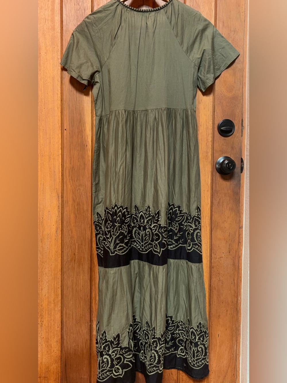 Chico's Olive Maxi Dress with Black Floral Embroidery - Picture 4 of 4